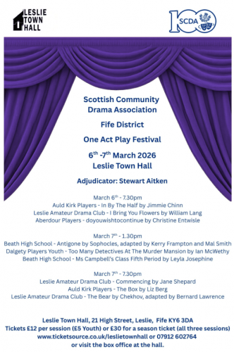 Scottish Community Drama Association One Act Play Festival - Fife District - SEASON TICKET